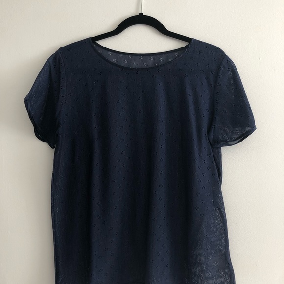 AMERICAN APPAREL Sheer Lace Boxy Top in Blue - Picture 2 of 4